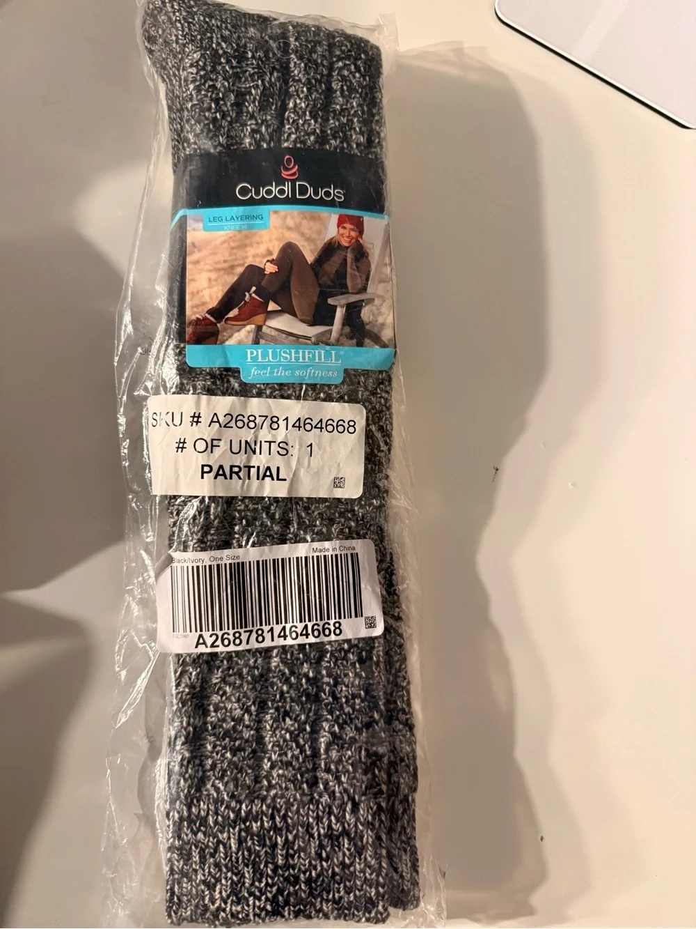 Cuddl Duds women’s  Plushfill Leg Layering Socks - Gray